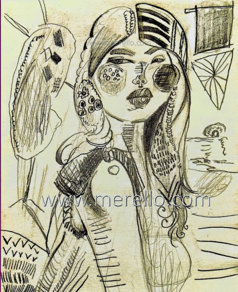 comprar-arte-online-moderno-siglo-xxi-21-artistas-contemporaneos-dibujo.-jose-manuel-merello.-mujer-y-el-mar.-grafito-papel