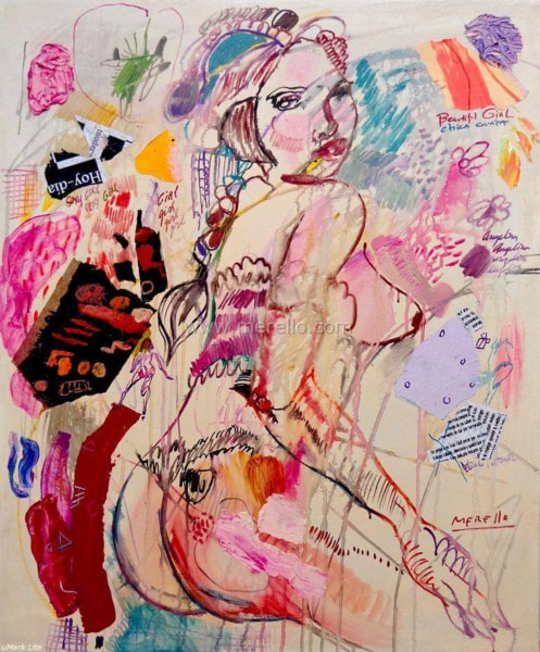 Buy paintings figures portraits paintings of contemporary art. Jose Manuel Merello. purple girl. 100x81cm. canvas
