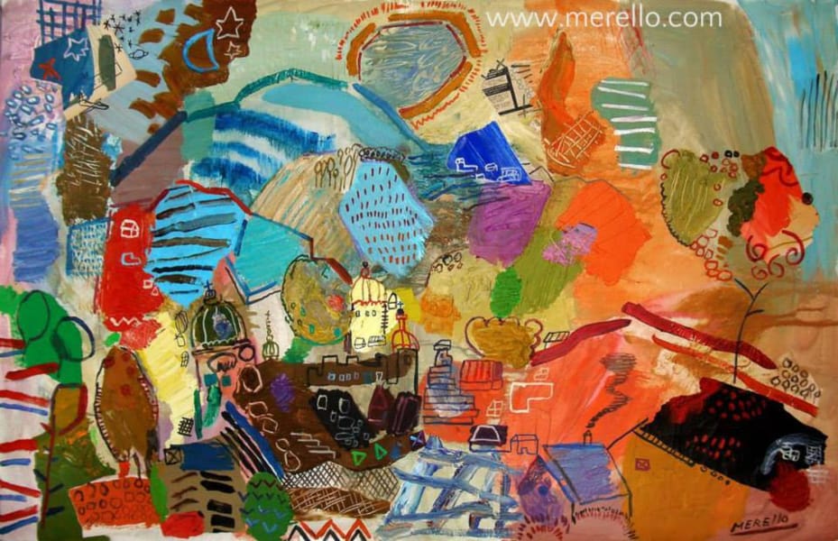 purchase-contemporary-landscape-paintings.art-online.-mediterranean-painting.-merello.-la-cite-du-soleil-(81x130-cm)-canvas