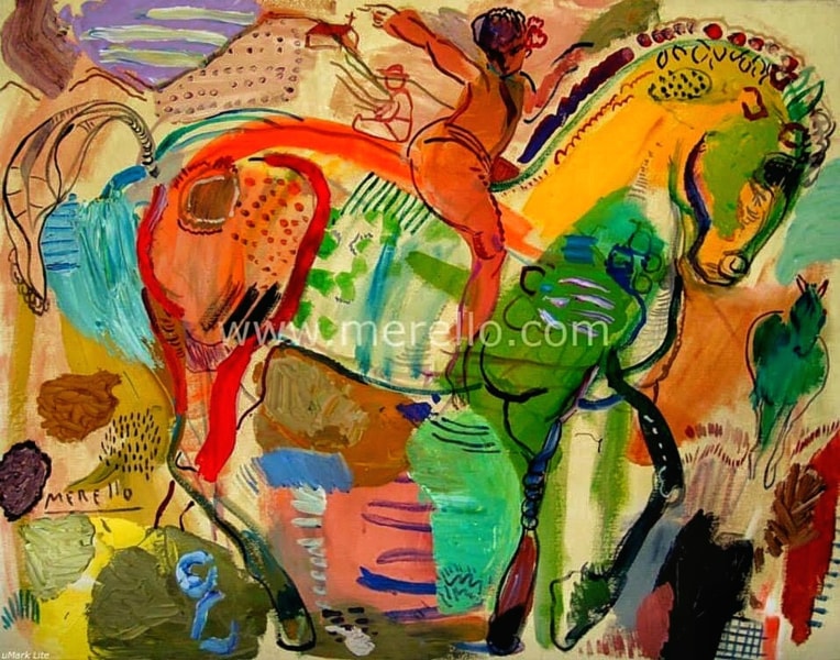 acheter-tableaux-en-ligne-peinture-contemporaine-peintres-artiste-merello.-cheval-espagnol-73x54-cm-toile