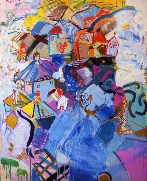 acheter-tableaux-en-ligne-peinture-contemporaine-peintres-artiste-merello.-cascade-bleue-alicante-160x130-cm-toile